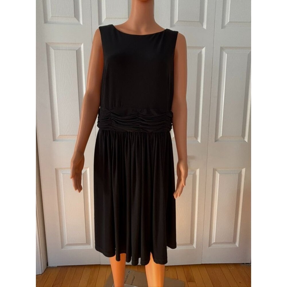 Taylor Black Dress Gathered Waist Detail Back Zipper Knee-Length Sz 14 Polyester